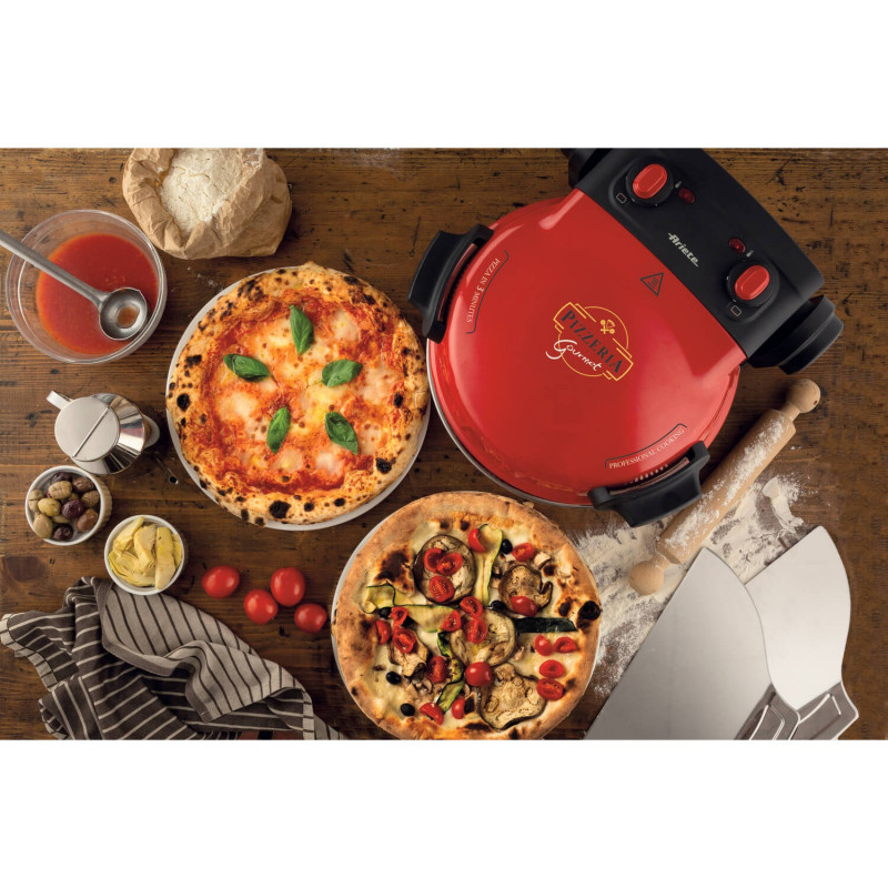 Cuptor electric pentru pizza Ariete „Pizzeria Gourmet” 0934/00, 1500 W, 32 cm, Pana la 400°C, 5 trepte, Rosu