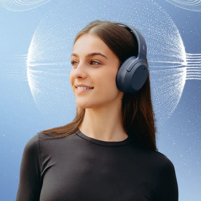 Casti fara fir Edifier W820NB Plus V25 Navy, 40 mm, 80 h, A.I, Difuzoare dinamice acoperite cu titan, Bluetooth V6.1, ANC, Hi-Res, Albastru închis