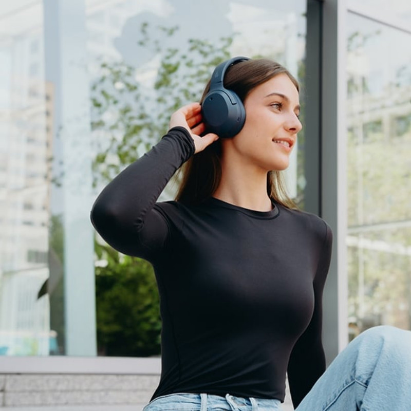 Casti fara fir Edifier W820NB Plus V25 Navy, 40 mm, 80 h, A.I, Difuzoare dinamice acoperite cu titan, Bluetooth V6.1, ANC, Hi-Res, Albastru închis