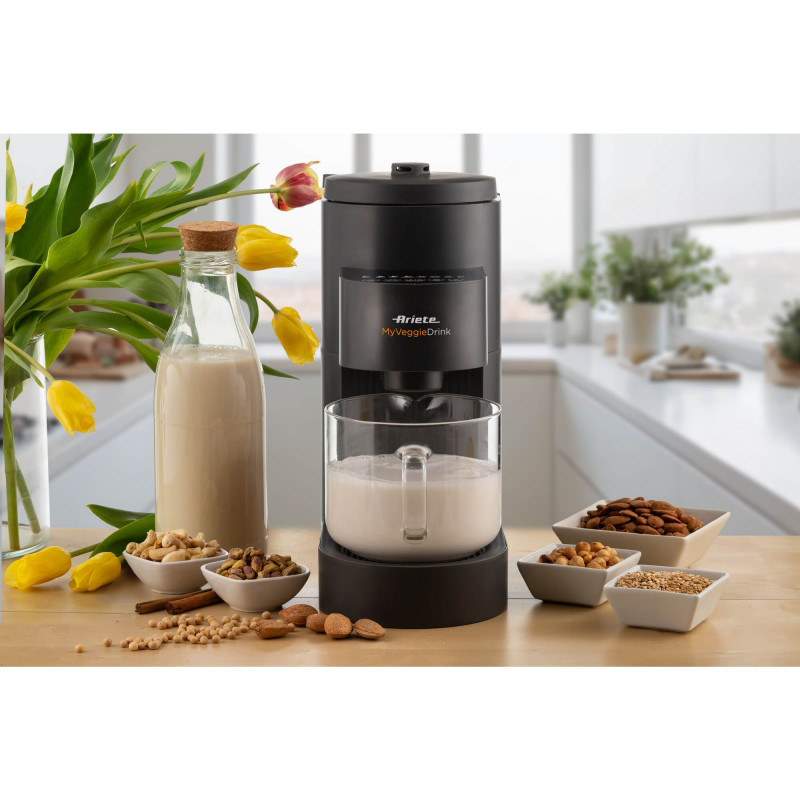 Aparat pentru prepararea laptelui vegetal Ariete My Veggie Drink 0650/00, 1200 W, 1,5 litri, Autocuratare, Timer, Negru