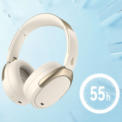 Casti fara fir Edifier WH950NB Ivory, 40 mm, 55 ore, Difuzoare dinamice acoperite cu titan, 3 moduri, Timer, Bluetooth V5.3, ANC, ENC, Hi-Res, Bej