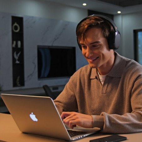 Casti fara fir Edifier WH950NB negre, 40 mm, 55 ore, Difuzoare dinamice acoperite cu titan, 3 moduri, Timer, Bluetooth V5.4, ANC, ENC, Hi-Res, Negru