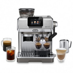 Mașină de espresso DeLonghi EC9455.M La Specialista Touch, 1450 W, 19 bari, 1,7 l, 4 viteze, 5 niveluri de spumare, 15 setări de măcinare, preparare la rece, adaptor pentru boabe, ecran tactil, oțel inoxidabil