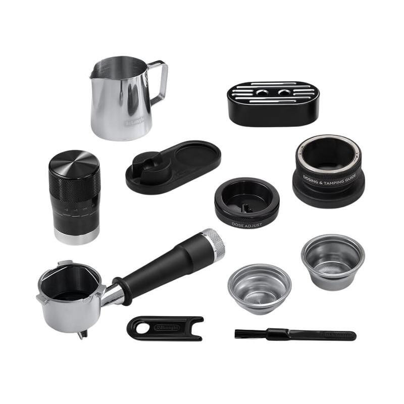 Mașină de espresso DeLonghi EC9455.M La Specialista Touch, 1450 W, 19 bari, 1,7 l, 4 viteze, 5 niveluri de spumare, 15 setări de măcinare, preparare la rece, adaptor pentru boabe, ecran tactil, oțel inoxidabil