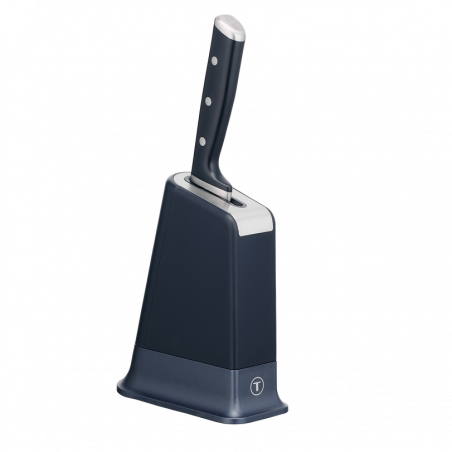 Cuțit de bucătărie Tefal K297S244, 20 cm, oțel inoxidabil, suport cu ascuțitor încorporat, protecție pentru degete, negru