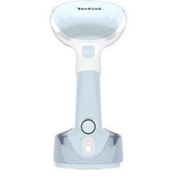 Fier de călcat vertical cu abur Tefal DT3041E1, 1300 W, 0,12 l, 20 g/min, talpă ceramică, pliabil, alb/albastru
