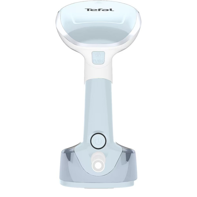 Fier de călcat vertical cu abur Tefal DT3041E1, 1300 W, 0,12 l, 20 g/min, talpă ceramică, pliabil, alb/albastru