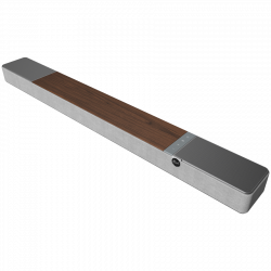 Bară de sunet Klipsch Flexus Core 200 Walnut, 185 W RMS, 111,8 cm, Dolby Atmos, difuzoare orientate în sus, nuc/gri