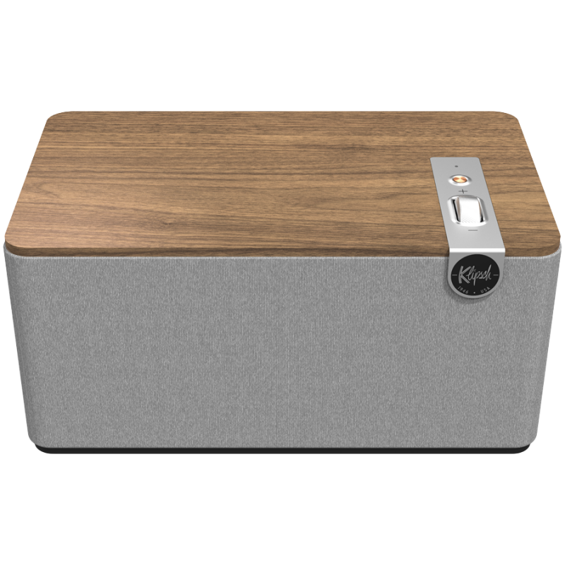 Boxa Klipsch The Three Plus Walnut, 120 W, 2.1, 45 Hz, USB+USB-C, Tip A, RCA, Bluetooth, Aplicatie mobila, Nuc/Gri