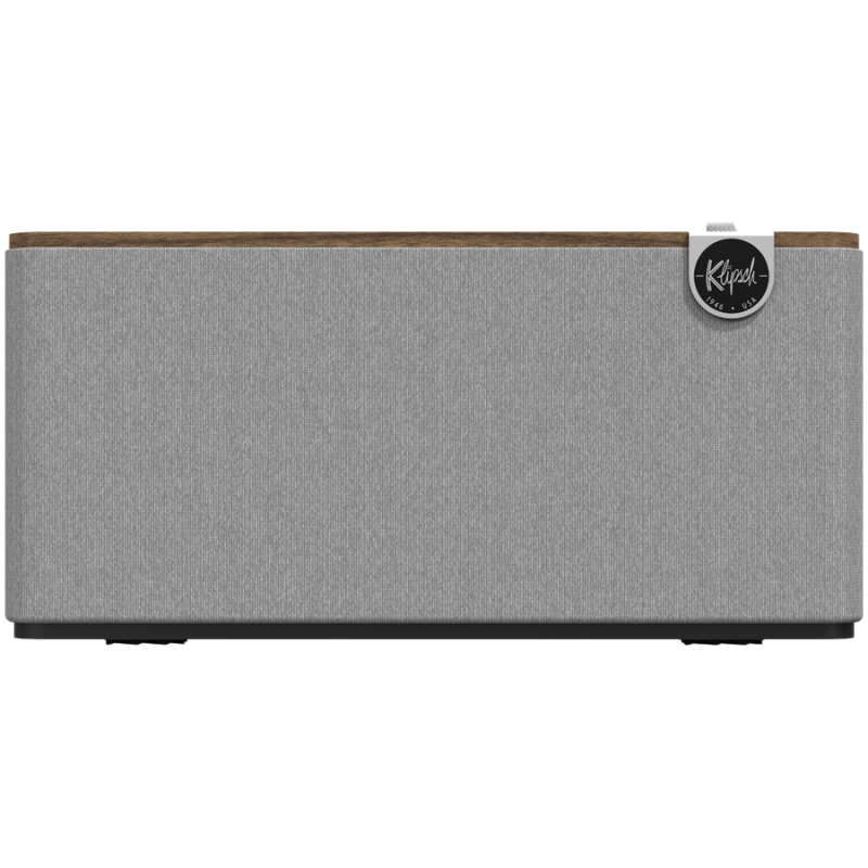 Boxa Klipsch The Three Plus Walnut, 120 W, 2.1, 45 Hz, USB+USB-C, Tip A, RCA, Bluetooth, Aplicatie mobila, Nuc/Gri