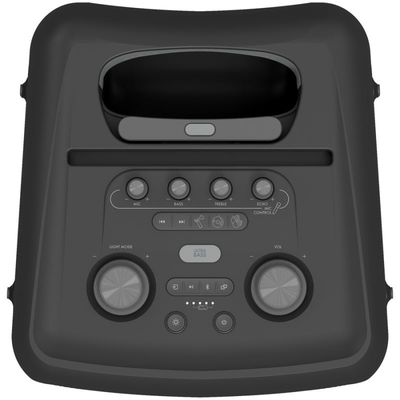 Boxa portabila Klipsch Miami Black, 18 ore, 5000 mAh, Bluetooth 5.2, AUX, USB, Daisy Chain, Ultra Bass, Party Link, Karaoke, Microfon, Negru