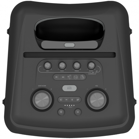 Boxa portabila Klipsch Miami Black, 18 ore, 5000 mAh, Bluetooth 5.2, AUX, USB, Daisy Chain, Ultra Bass, Party Link, Karaoke, Microfon, Negru