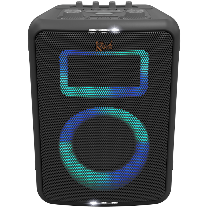 Boxa portabila Klipsch Vegas Black, 4400 mAh, 12 ore, Bluetooth 5.2, AUX, USB, microfon, Ultra Bass, Party Link, Efecte luminoase RGB, Aplicatie mobila, Negru