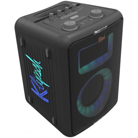 Boxa portabila Klipsch Vegas Black, 4400 mAh, 12 ore, Bluetooth 5.2, AUX, USB, microfon, Ultra Bass, Party Link, Efecte luminoase RGB, Aplicatie mobila, Negru