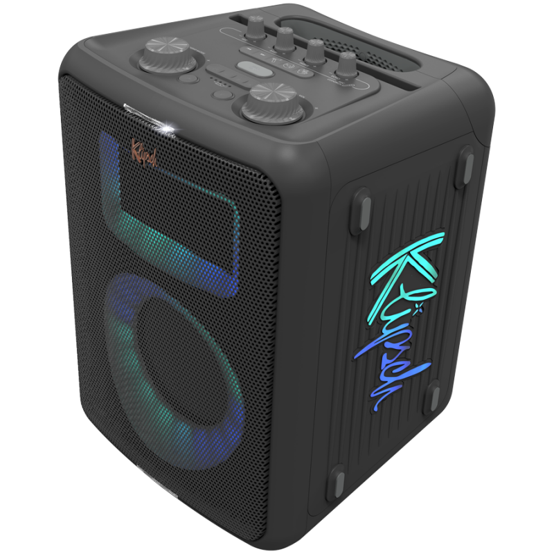 Boxa portabila Klipsch Vegas Black, 4400 mAh, 12 ore, Bluetooth 5.2, AUX, USB, microfon, Ultra Bass, Party Link, Efecte luminoase RGB, Aplicatie mobila, Negru