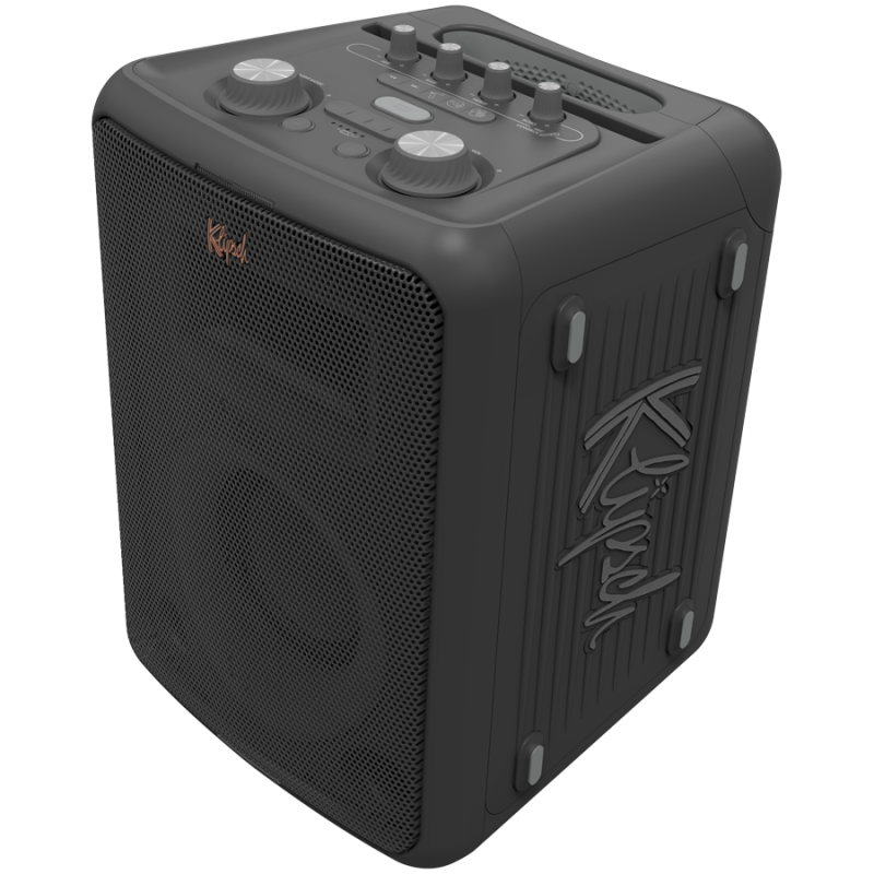 Boxa portabila Klipsch Vegas Black, 4400 mAh, 12 ore, Bluetooth 5.2, AUX, USB, microfon, Ultra Bass, Party Link, Efecte luminoase RGB, Aplicatie mobila, Negru