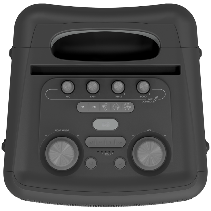 Boxa portabila Klipsch Vegas Black, 4400 mAh, 12 ore, Bluetooth 5.2, AUX, USB, microfon, Ultra Bass, Party Link, Efecte luminoase RGB, Aplicatie mobila, Negru