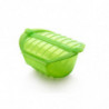Vas pentru gatit la abur in cuptorul cu microunde Lekue 1009027, 500 ml, 1-2 portii, Silicon platin, Verde