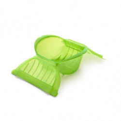 Vas pentru gatit la abur in cuptorul cu microunde Lekue 1009027, 500 ml, 1-2 portii, Silicon platin, Verde