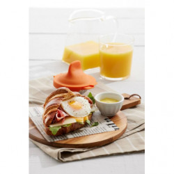 Set 2 ustensile pentru prepararea oualor Lekue 1009031, 11x4,5x7 cm, Silicon platinat, de la -20/+100 °C, Portocaliu