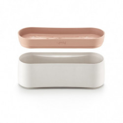 Vas pentru gatit paste in cuptorul cu microunde Lekue 1009032, 1,5 L, 28x11x11,2 cm, Silicon platinat, -20/+100 °C, Alb/Maro