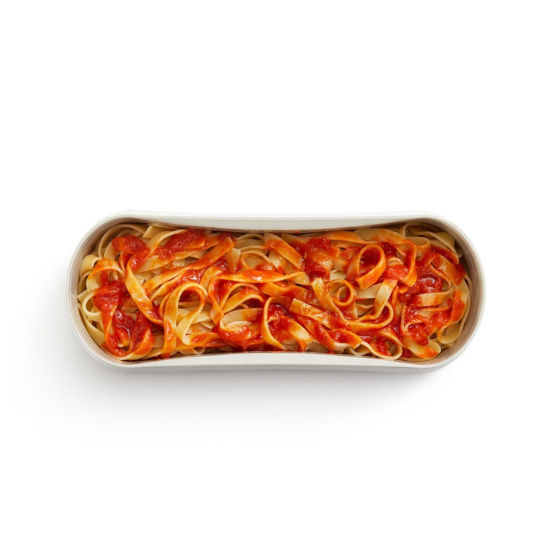 Vas pentru gatit paste in cuptorul cu microunde Lekue 1009032, 1,5 L, 28x11x11,2 cm, Silicon platinat, -20/+100 °C, Alb/Maro