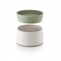 Vas de gatit orez si quinoa la cuptorul cu microunde Lekue 1009033, 1 L, până la 4 porții, 17,8 x 13 cm, -20/+100°C, Alb/Verde