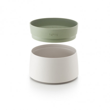 Vas de gatit orez si quinoa la cuptorul cu microunde Lekue 1009033, 1 L, până la 4 porții, 17,8 x 13 cm, -20/+100°C, Alb/Verde