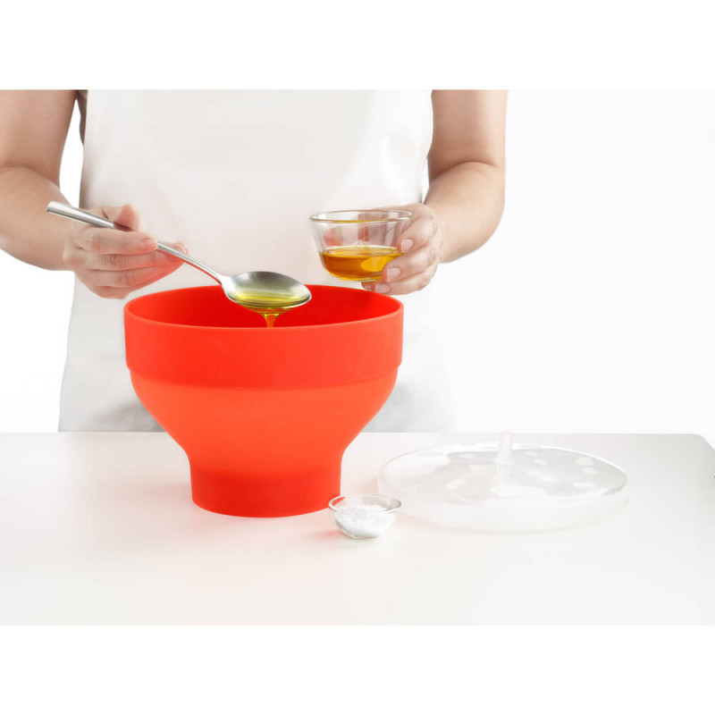 Bol reparare popcorn la cuptorul cu microunde Lekue 1009035, 2,8 L, Ø20x14,5 cm, Pliabil, -60/+220 °C, Rosu