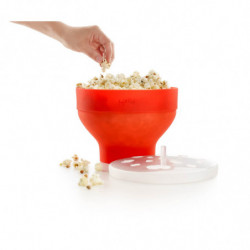 Bol reparare popcorn la cuptorul cu microunde Lekue 1009035, 2,8 L, Ø20x14,5 cm, Pliabil, -60/+220 °C, Rosu