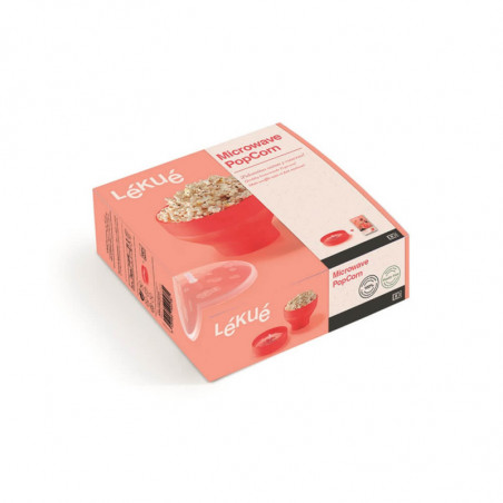 Bol reparare popcorn la cuptorul cu microunde Lekue 1009035, 2,8 L, Ø20x14,5 cm, Pliabil, -60/+220 °C, Rosu