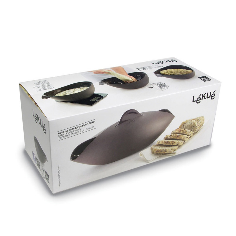 Vas pentru preparare si coacere paine Lekue 1009036, 24 x 20 x 9,5 cm, 300 ml, Silicon platinat, -60 +220 °C, Negru