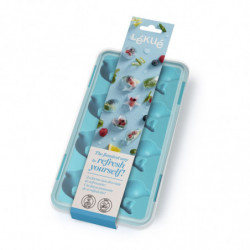 Forma cuburi de gheata cu capac Lekue 1009042, 22 x 11 x 2,3 cm, 11 delfini, -40 +60 °C, Albastru