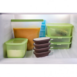 Set 4 forme pentru inghetata pe bat Lekue 1009044, 350 ml, -20°C / +100°C, Capace, Gri