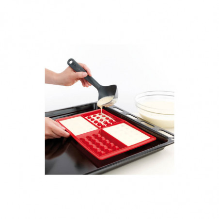 Set de 2 forme pentru vafe Lekue 1009047, 500 ml, -60 °C / +220 °C, silicon platinic, roșu