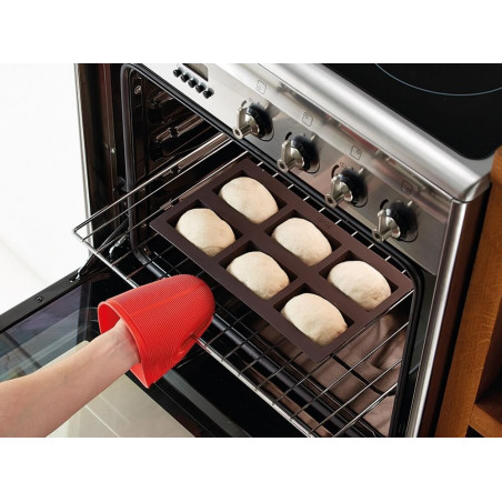 Tavă pentru pâine Lekue 1009080, 30x17,5x4,2 cm, 960 ml, 6 compartimente, silicon platinic, -60 până la +220 °C, maro