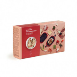 Lekue 1009081 Tigaie pentru cuptor cu microunde, 25,2 x 14,8 x 5,4 cm, silicon platin, oțel cu acoperire antiaderentă, 0 până la +240 °C, roșu