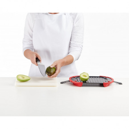 Tigaie pentru cuptorul cu microunde Lekue 1009082, 27x20,7,8x4,4 cm, silicon platină, oțel cu strat antiaderent, 0 până la +240 °C, roșu