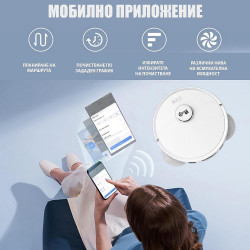 Aspirator robot Magnum PRO, 55 W, 10000 Pa, 0,3 l, 130 min, Wi-Fi, LDS, Notificari vocale, Statie automatа de apa si autocuratare, HEPA, Alb