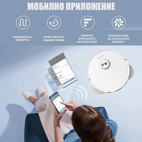 Aspirator robot Magnum PRO, 55 W, 10000 Pa, 0,3 l, 130 min, Wi-Fi, LDS, Notificari vocale, Statie automatа de apa si autocuratare, HEPA, Alb