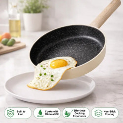 Set cratite, cos de prajit si tigaie Just Perfecto JL-331, 6 piese, Acoperire marmura, Inductie, Capac din sticla cu orificiu pentru abur, Bej