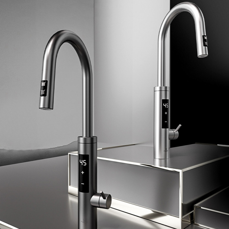 Robinet electric incalazire apa instant Elite EHD-1514PP, 3300 W, Montare pe blat, Putere reglabila, Rotatie 360°, Ecran tactil, IPX4, Argintiu