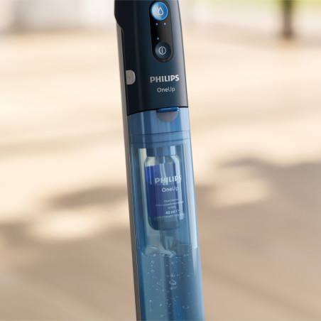 Mop electric Philips OneUp XV5113/01, 2 Ah, 70 min, 50 m², 281/178 ml, 2 moduri, cap rotativ la 360°, indicator LED, încărcare USB, albastru