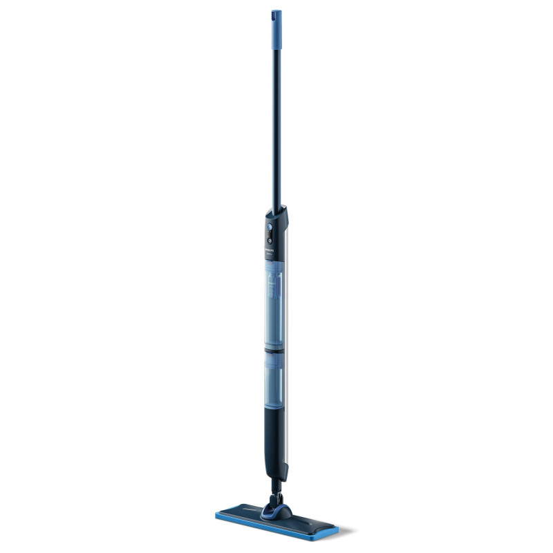 Mop electric Philips OneUp XV5113/01, 2 Ah, 70 min, 50 m², 281/178 ml, 2 moduri, cap rotativ la 360°, indicator LED, încărcare USB, albastru