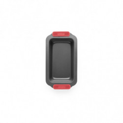 Tava pentru copt Lekue 1009446, 31x17x6,9 cm, Acoperire ceramica antiaderenta, Otel carbon, +4°C / +240°C, Negru/rosu