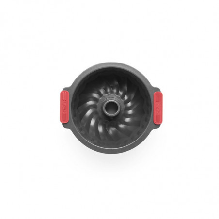 Forma de copt chec Lekue 1009476, Ø26,5 cm, Acoperire ceramica antiaderenta, Otel carbon, +4°C / +240°C, Negru/rosu