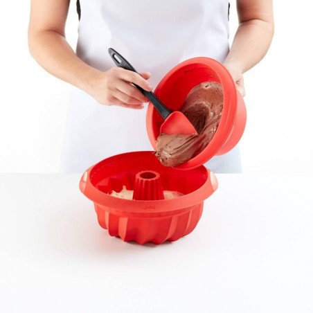 Forma pentru copt chec Lekue 1009480, Ø22x8 cm, 1 L, Silicon platinat, -60°C / +220°C, Rosu