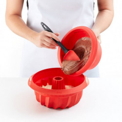 Tava de copt Lekue 1009483, Ø22 cm, silicon platinat, de la -60 °C la +220 °C, roșu