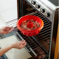 Tava de copt Lekue 1009483, Ø22 cm, silicon platinat, de la -60 °C la +220 °C, roșu