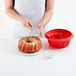 Tava de copt Lekue 1009483, Ø22 cm, silicon platinat, de la -60 °C la +220 °C, roșu